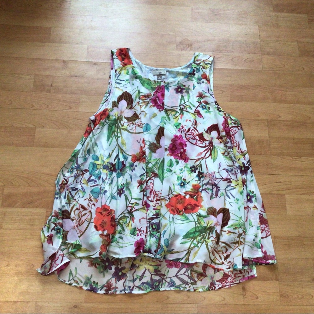 Multi Color Floral Tank Top Blouse sz XL